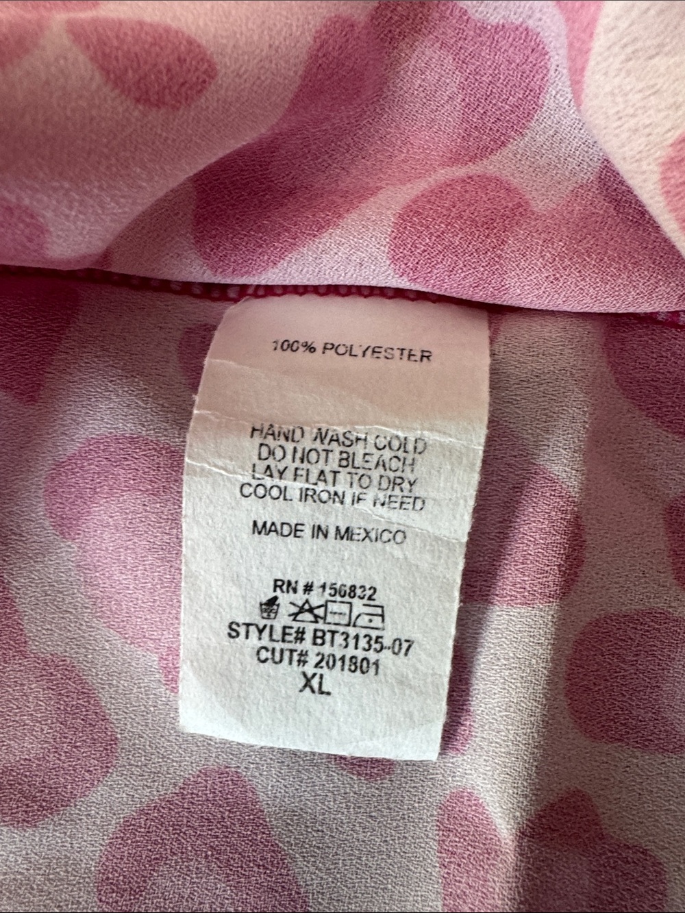 Bibi Pink Leopard Print Blouse Sz XL - Picture 7 of 7
